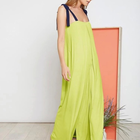 ‼️Last one‼️Lime wide leg blue tie knot jumpsuit - Picture 4 of 7